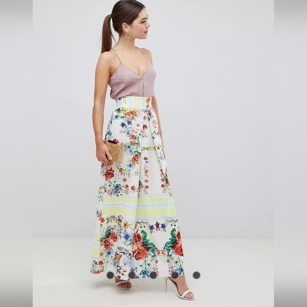 Asos Design Scuba Skirt with Mirrored Flower Print, VGUC, Size 12